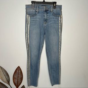Anthropologie Level 99 Gold Stripe Skinny High Waisted Jeans